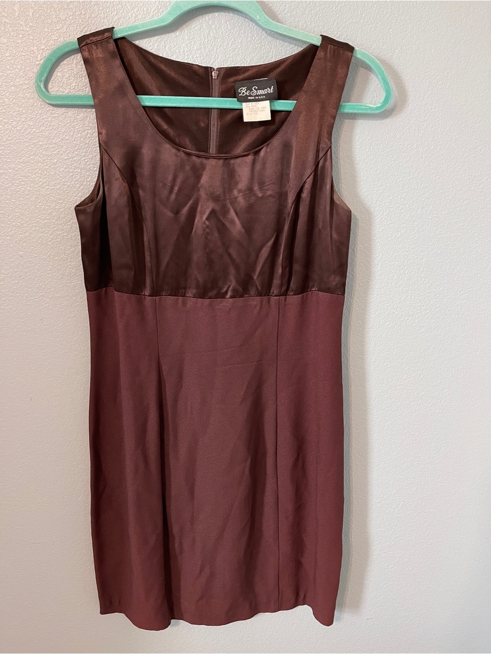 Vintage 90s Y2K Chocolate Brown Sheath Mini Dress Made In USA Size 7/8 Office